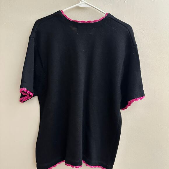 Lisa International Flamingo Beaded Sequin Cardigan Sweater Short Sleeve MEDIUM - Picture 13 of 14